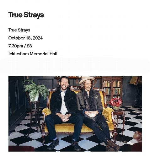 Live Music Event - 18th October 2024 7.30 pm The True Strays are coming to Icklesham 