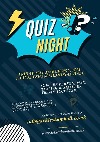 Quiz Night The ever popular quiz night is back. Get your best team together, join this friendly quiz night to test your brainpower! 